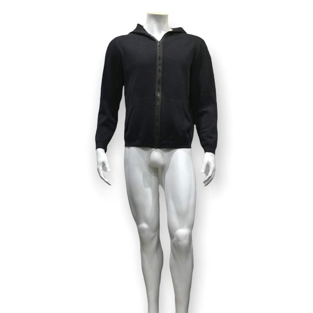 Lanvin Mens Full Zip Wool Hooded Sweater